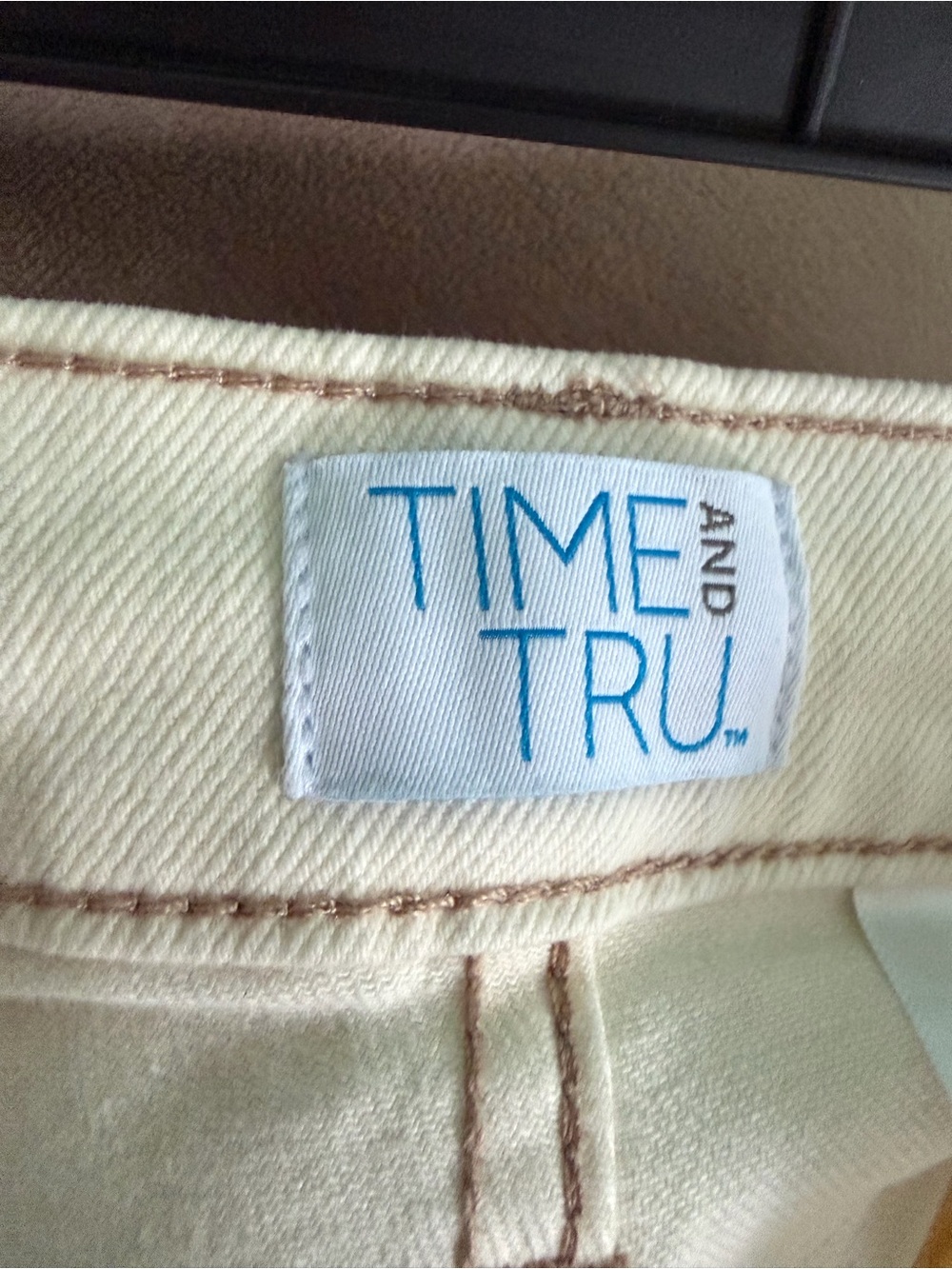 Time and Tru Cream Wide-Leg Women's Jeans - Picture 7 of 9